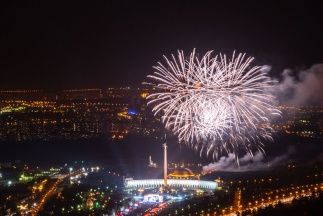 MAY 9 FIREWORKS DISPLAY AS SEEN FROM HELICOPTER